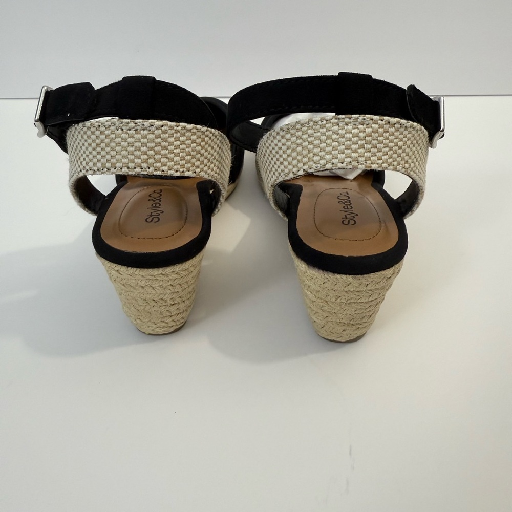 Style & Co. Black and Tan Wedge Espadrilles size 6 - Picture 4 of 6